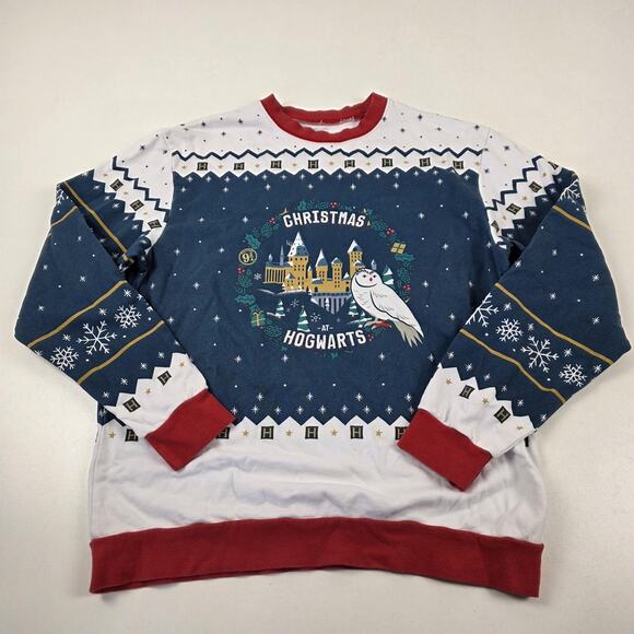 Harry Potter Christmas At Hogwarts Sweater Mens Medium Universal Studios - Picture 1 of 10